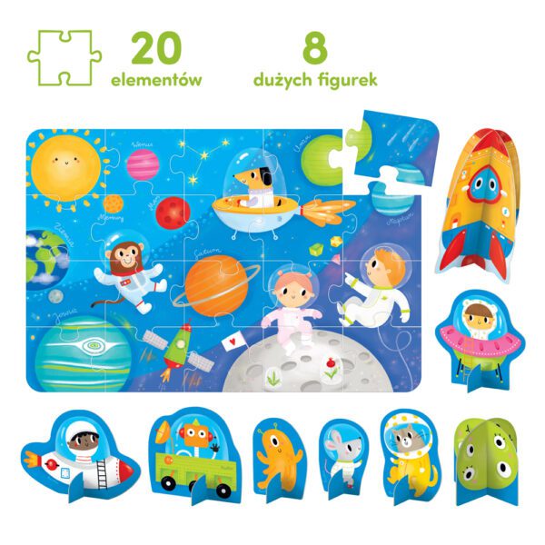 puzzle 20 el i duże figurki Kosmos