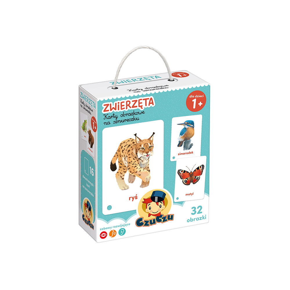 nowy box front karty obrazkowe na sznureczku Zwierzeta 1+