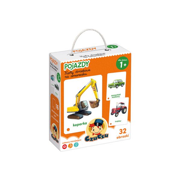 nowy box przod karty obrazkowe na sznureczku Pojazdy 1+