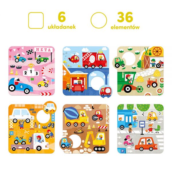 puzzle z dziurką pojazdy