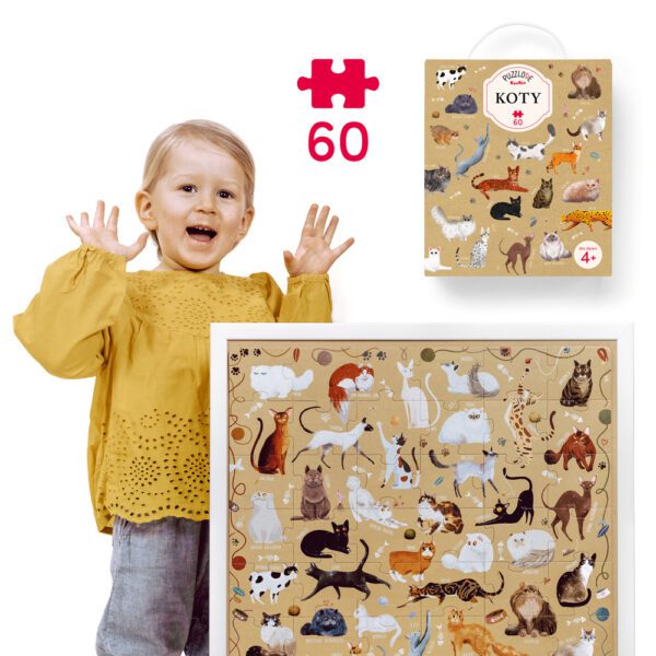 Puzzlove Koty 60 elementow dla dzieci 4+ puzzle i box