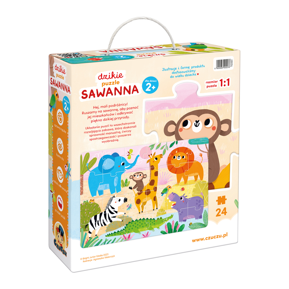 box tyl Dzikie puzzle Sawanna dla dzieci 2+