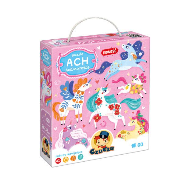 box przod puzzle Ach Jednorozce dla dzieci 4+