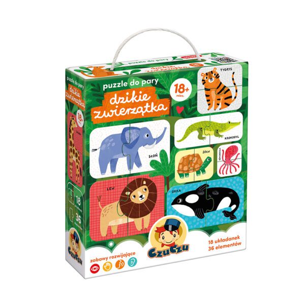 box przod puzzle do pary Dzikie zwierzeta dla dzieci 18m+ 2+