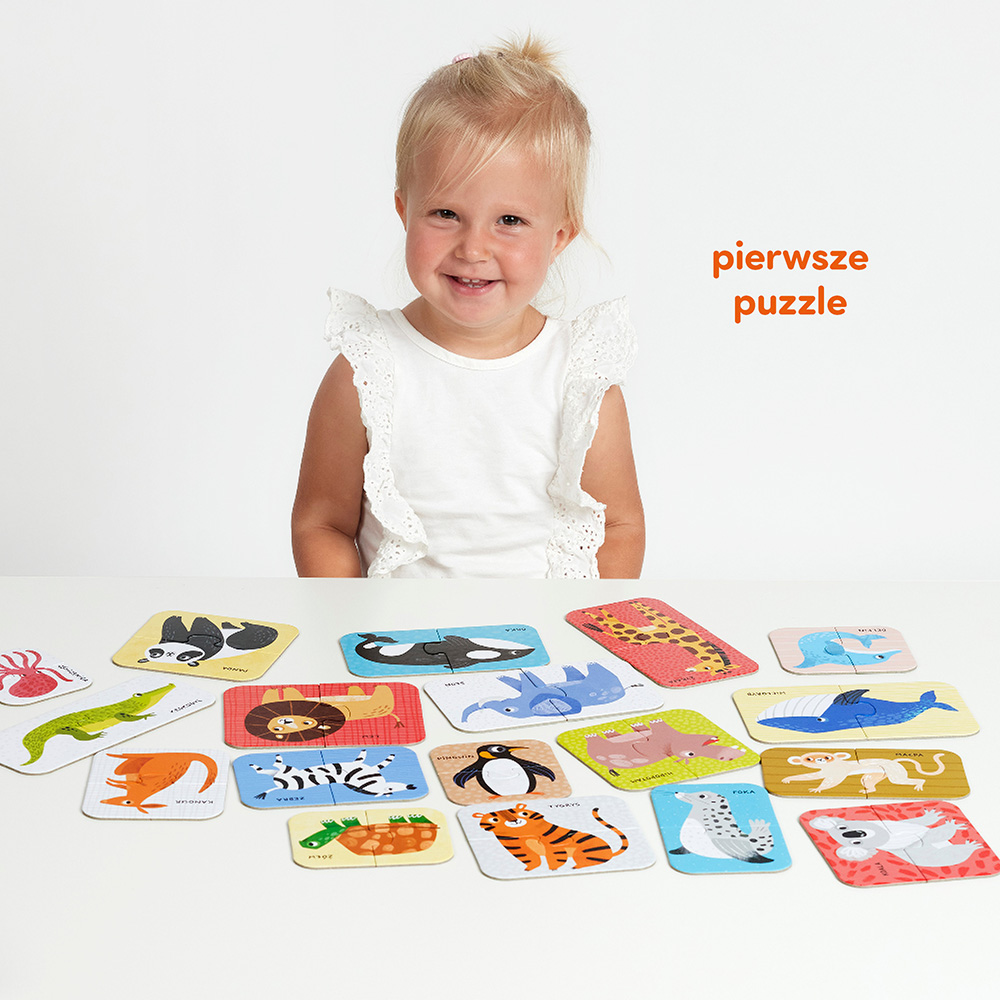 Dzikie zwierzeta pierwsze puzzle dla malucha 18 par 36 elementow