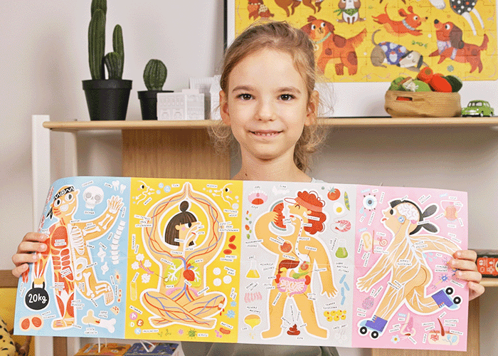 puzzle edukacyjne Cialo czlowieka z dokladanymi tabliczkami dla dzieci 5+ 6+