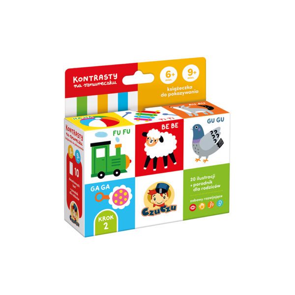 kontrasty na sznureczku dla dzieci 6 9 miesiecy box przod