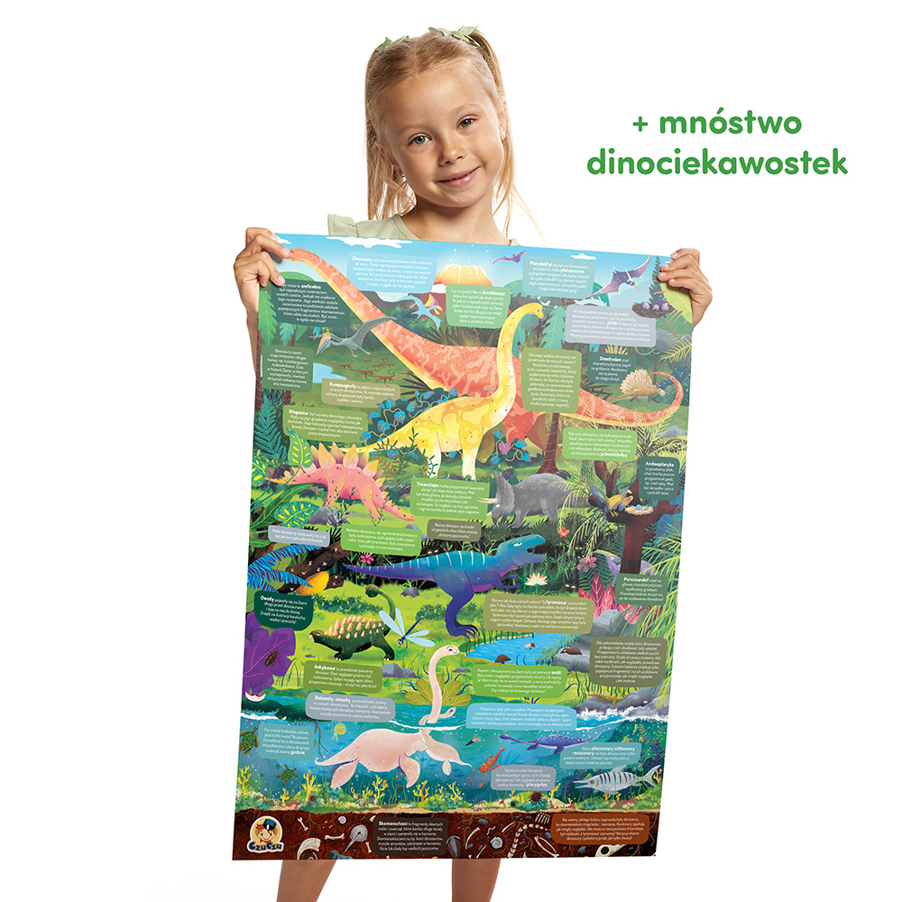Puzzle obserwacyjne Dinozaury plakat z ciekawostkami o dinozaurach
