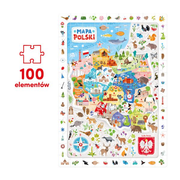 Puzzle z ramka do wyszukiwania Mapa Polski 100 elementow