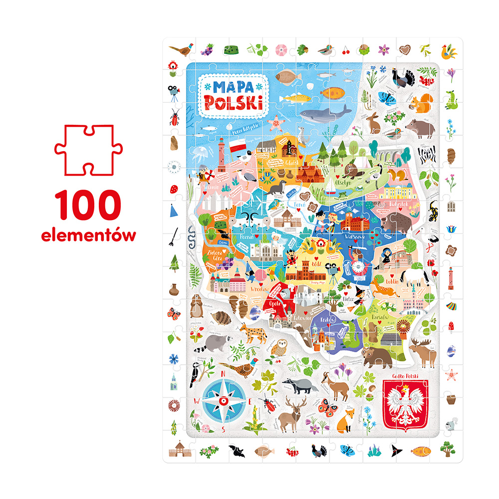 Puzzle z ramka do wyszukiwania Mapa Polski 100 elementow