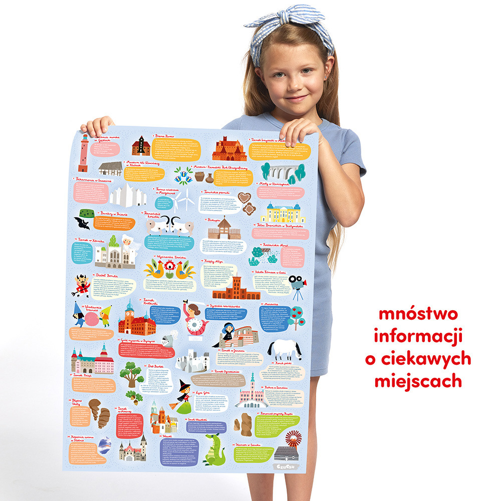 Puzzle obserwacyjne Mapa Polski plakat z ciekawostkami