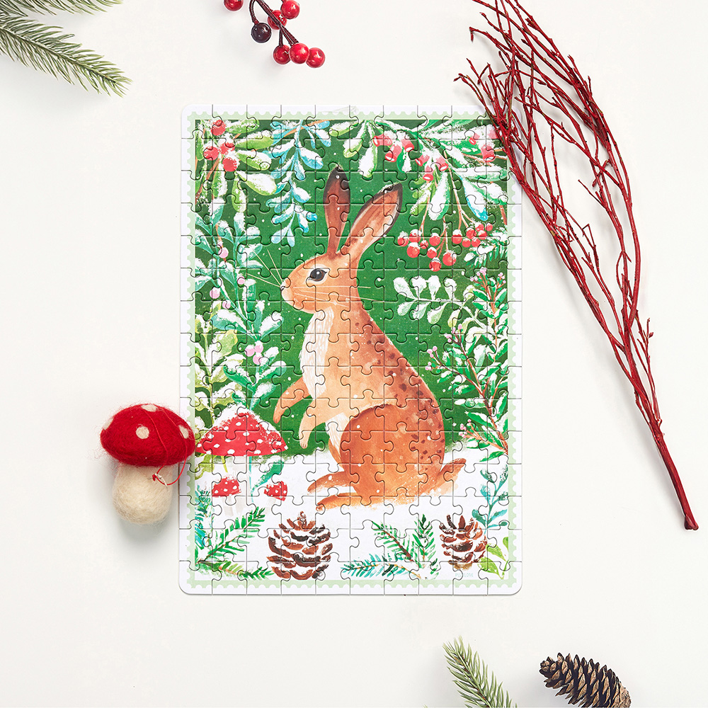 puzzle zajac motyw swiateczny maly upominek na swieta