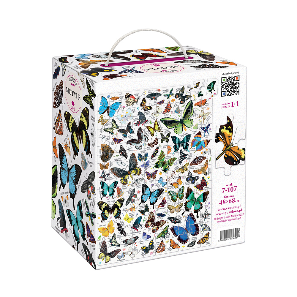 Puzzlove Motyle 200 elementow box tyl
