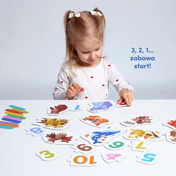 Puzzle do pary Cyfry liczenie dla dzieci 3+