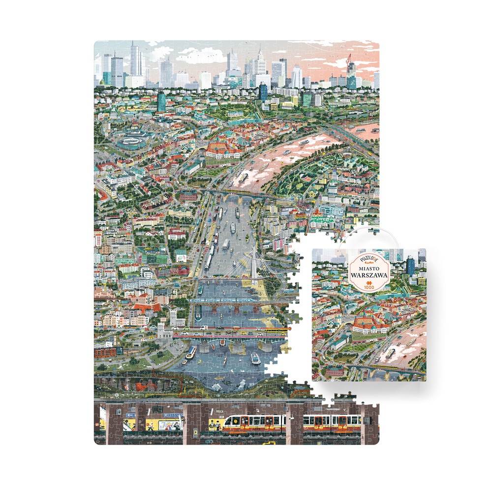 ilustracja Puzzlove Miasto Warszawa 1000 elementow i box