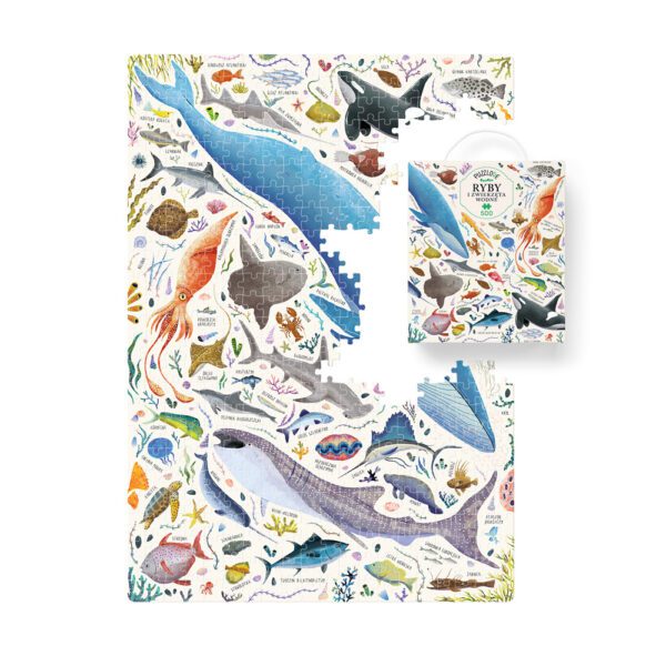 ilustracja Puzzlove Ryby 500 elementow i box