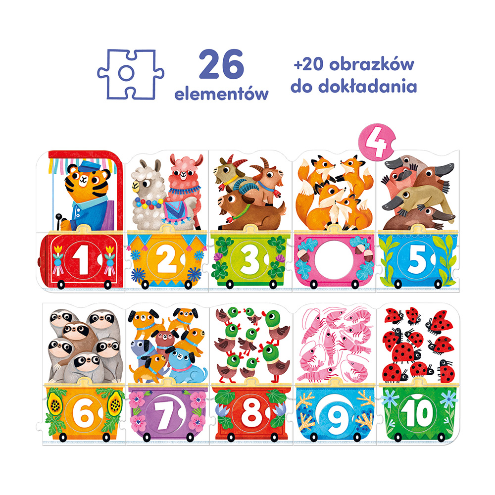 Puzzle z dziurką </br>Pociąg z cyferkami - obrazek 3