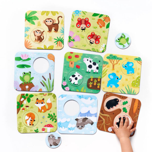 8 tabliczek z koleczkami Puzzle z dziurka Tu mieszkam