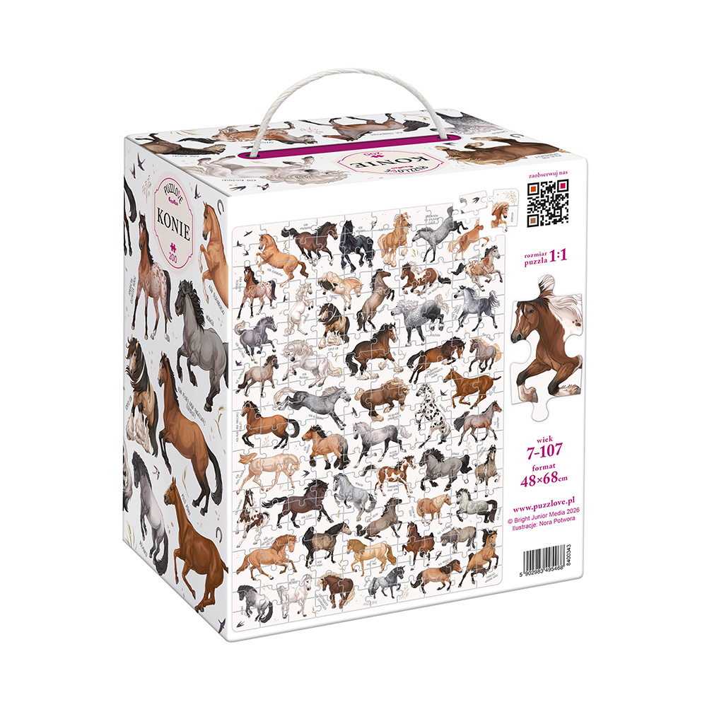 Puzzlove Konie 200 elementow box tyl