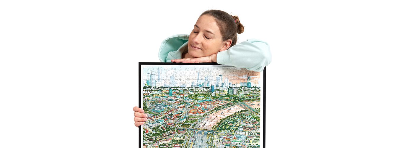 puzzle Puzzlove miasto Warszawa jako dekoracja w ramce