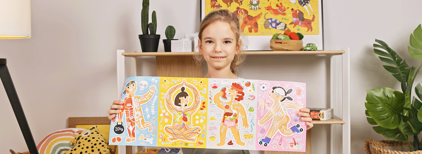 puzzle edukacyjne Cialo czlowieka z dokladanymi tabliczkami dla dzieci 5+ 6+